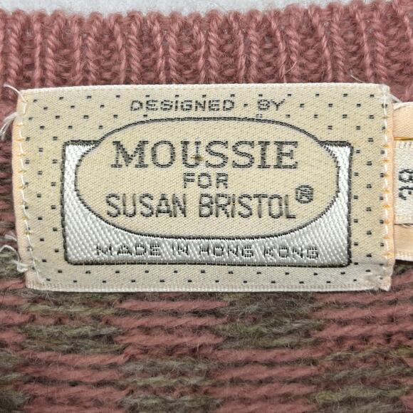 MOUSSIE Sweater 38 CatsWool Blend 70s Susan Brisol Jacquard Floral Jumper VTG HK - Picture 5 of 14